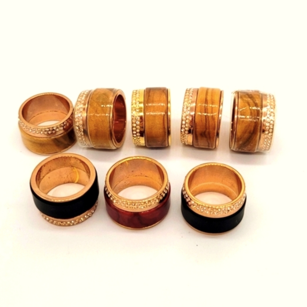 Vita Fede cigar Wood Crystal 24k Rose Gold-Plated Ring Swarovski Crystals New